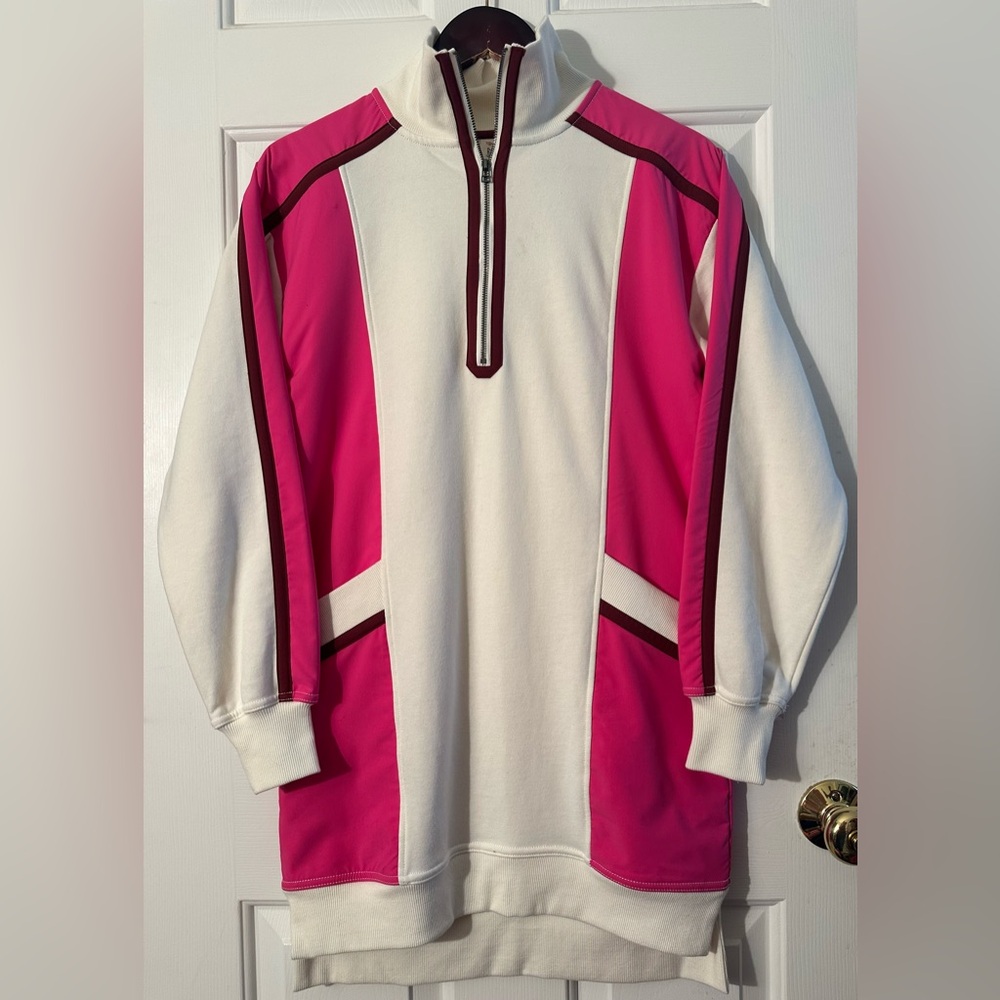 ANTHROPOLOGIE XXS Daily Practice PREPPY Color Block Twofer Mini Dress Pink White - Picture 6 of 16